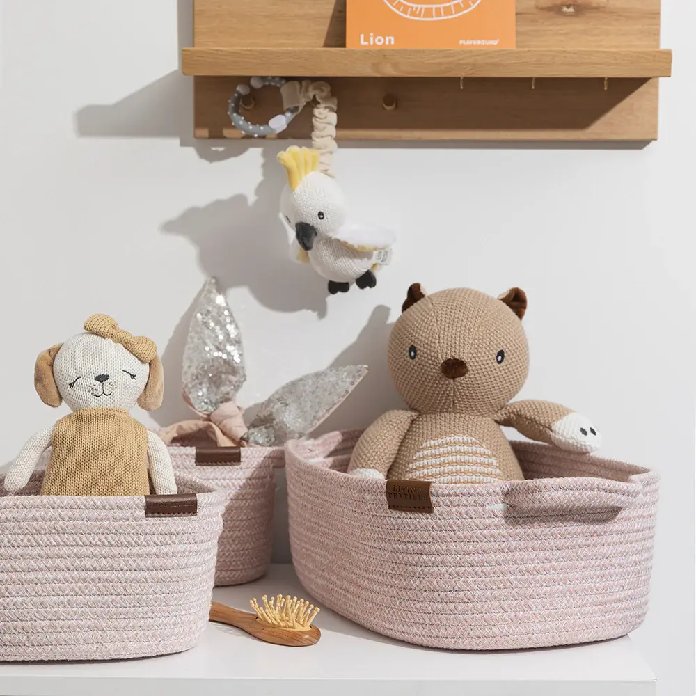 Living Textiles Living Textiles Cotton Rope 3pc Nursery Storage set - Pink