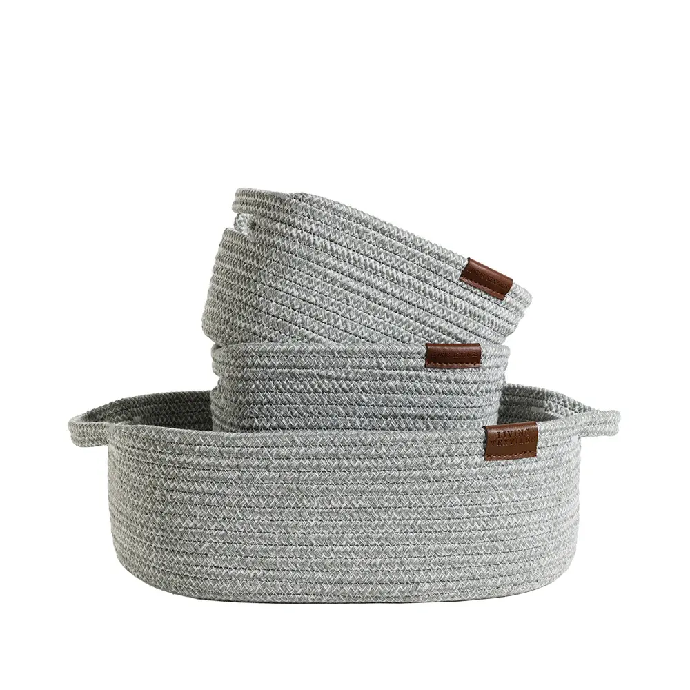 Living Textiles Living Textiles Cotton Rope 3pc Nursery Storage set - Sage