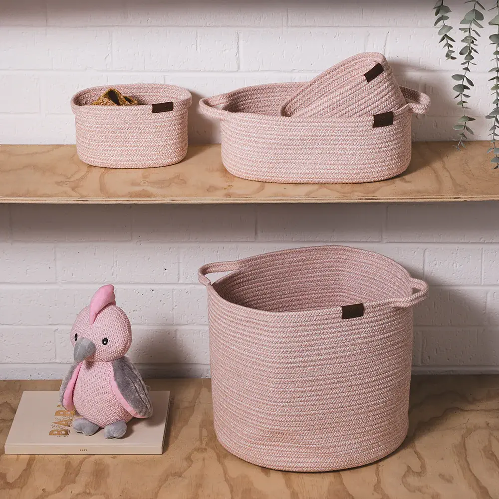 Living Textiles Living Textiles Cotton Rope Medium Hamper - Pink
