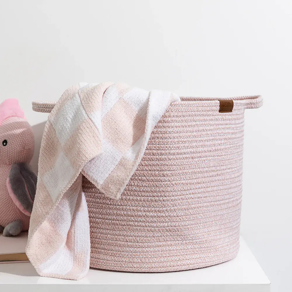 Living Textiles Living Textiles Cotton Rope Medium Hamper - Pink