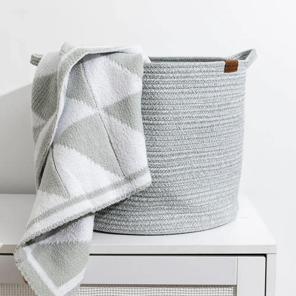 Living Textiles Living Textiles Cotton Rope Medium Hamper - Sage