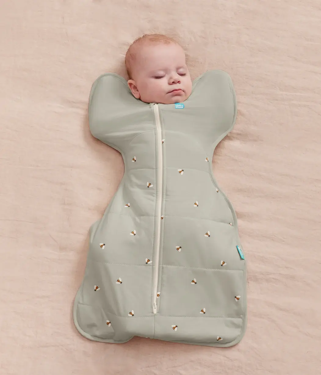 Love To Dream Love To Dream Swaddle UP™ 2.5 TOG Quilted Stretch Cotton Olive Bees