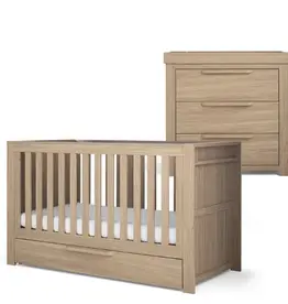 Mamas and Papas Mamas & Papas Franklin Cotbed Set With Essential Spring Cotbed Mattress (5 Pieces) - Light oak