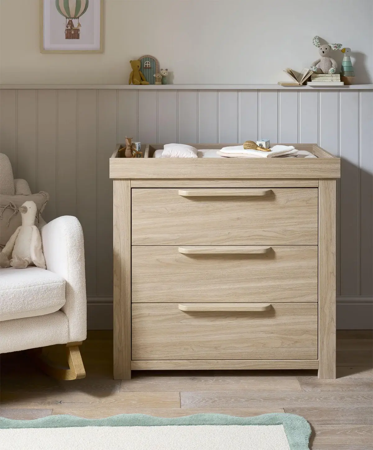 Mamas and Papas Mamas & Papas Franklin Cotbed Set With Essential Spring Cotbed Mattress (5 Pieces) - Light oak