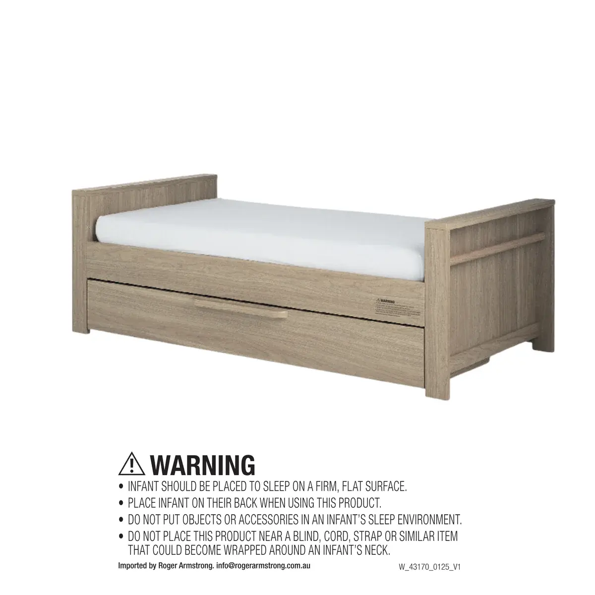 Mamas and Papas Mamas & Papas Franklin Cotbed Set With Essential Spring Cotbed Mattress (5 Pieces) - Light oak