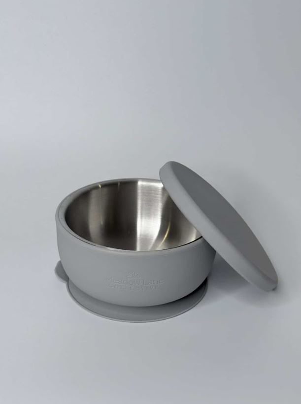 Meadow Lane Collective Meadow Lane Collective Stainless Steel Baby and Toddler+ Suction Bowl - Grey