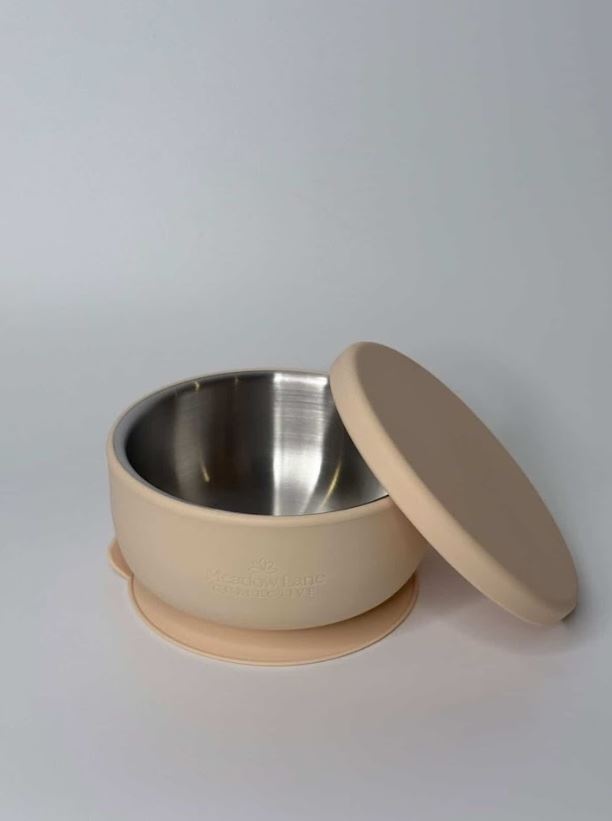 Meadow Lane Collective Meadow Lane Collective Stainless Steel Baby and Toddler+ Suction Bowl - Beige