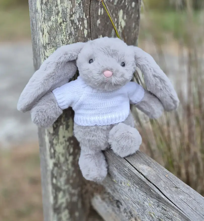 Petite Vous Petite Vous Ziggy the Rabbit Grey with Plain Jumper