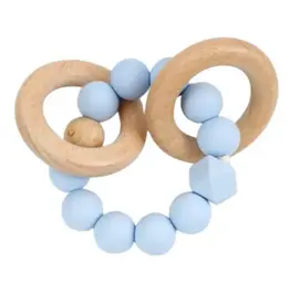 Petite Vous Petite Vous  Silicone + Beechwood Teething Rings (Baby Blue)