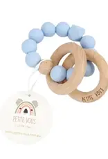 Petite Vous Petite Vous  Silicone + Beechwood Teething Rings (Baby Blue)