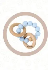 Petite Vous Petite Vous  Silicone + Beechwood Teething Rings (Baby Blue)