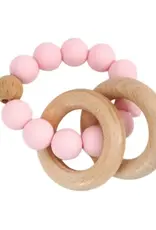 Petite Vous Petite Vous Silicone + Beechwood Teething Rings (Baby Pink)