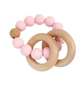 Petite Vous Petite Vous Silicone + Beechwood Teething Rings (Baby Pink)