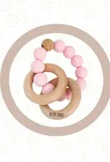 Petite Vous Petite Vous Silicone + Beechwood Teething Rings (Baby Pink)