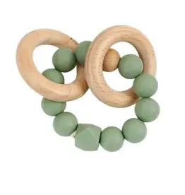 Petite Vous Petite Vous Silicone + Beechwood Teething Rings (Sage Green)
