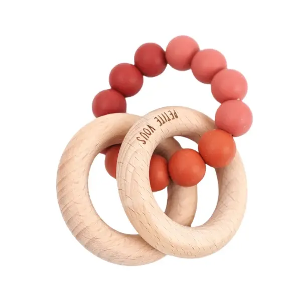 Petite Vous Petite Vous Silicone + Beechwood Teething Rings (Desert Earth)
