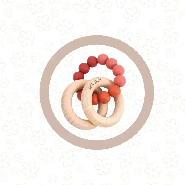 Petite Vous Petite Vous Silicone + Beechwood Teething Rings (Desert Earth)
