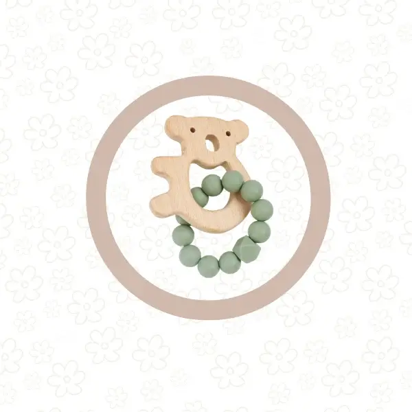 Petite Vous Petite Vous Koala Silicone + Beechwood Teether (Sage Green)