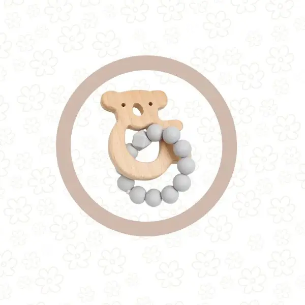Petite Vous Petite Vous Koala Silicone + Beechwood Teether (Cloud Grey)