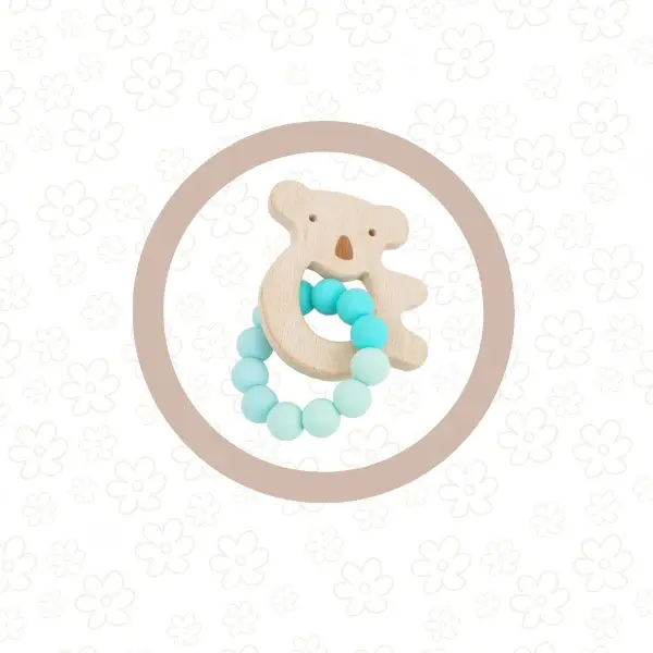 Petite Vous Petite Vous Koala Silicone + Beechwood Teether (Ocean Teal)