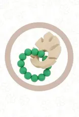 Petite Vous Monstera Leaf Silicone + Beechwood Teether - (Rainforest Green)