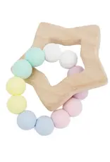 Petite Vous Petite Vous Star Silicone + Beechwood Teether (Pastel Rainbow)