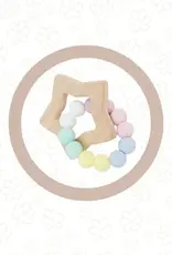 Petite Vous Petite Vous Star Silicone + Beechwood Teether (Pastel Rainbow)