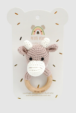 Petite Vous Petite Vous 100% Cotton Crochet Ring Rattle Jasper Cow