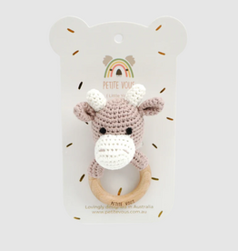 Petite Vous Petite Vous 100% Cotton Crochet Ring Rattle Jasper Cow