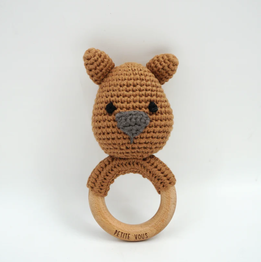 Petite Vous Petite Vous 100% Cotton Crochet Ring Rattle  Wombles Wombat