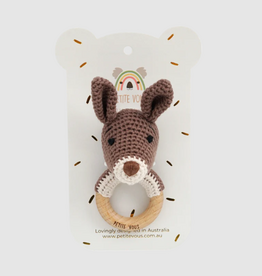 Petite Vous Petite Vous 100% Cotton Crochet Ring Rattle Kobe Kangaroo