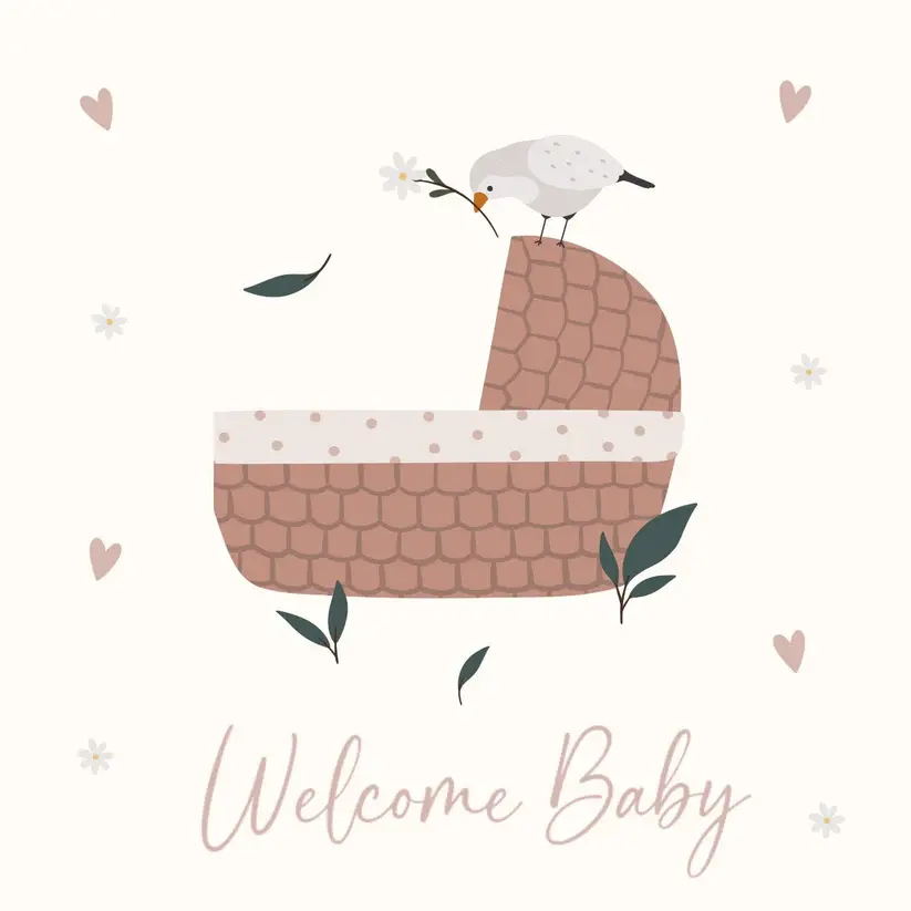 Petite Vous Petite Vous Greeting Card - Welcome Baby Basket