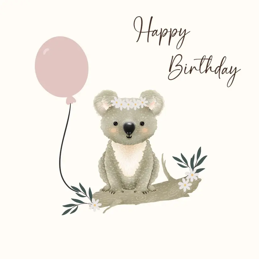 Petite Vous Petite Vous Greeting Card - Happy Birthday Koala Girl