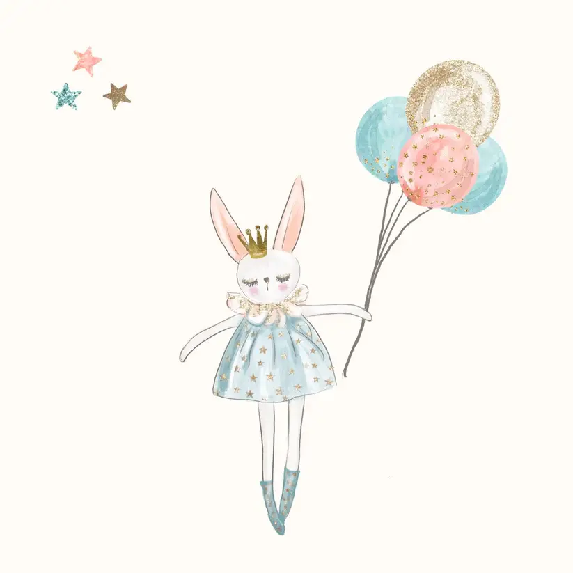 Petite Vous Petite Vous Greeting Card - Rabbit Princess with Balloons