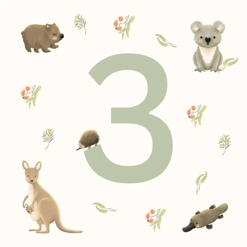 Petite Vous Petite Vous Greeting Card - Aussie Animals Birthday 3