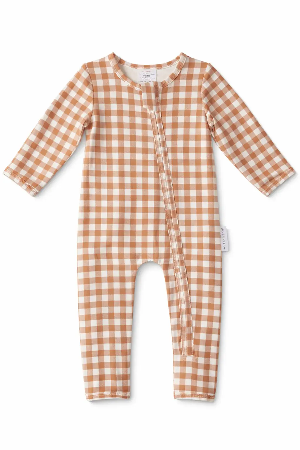 dry baby co. dry baby co. Blowout Buddy Zip Romper - Chocolate Brown Gingham