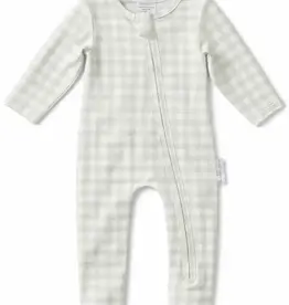 dry baby co. dry baby co. Blowout Buddy Zip Romper - Sage Green Gingham