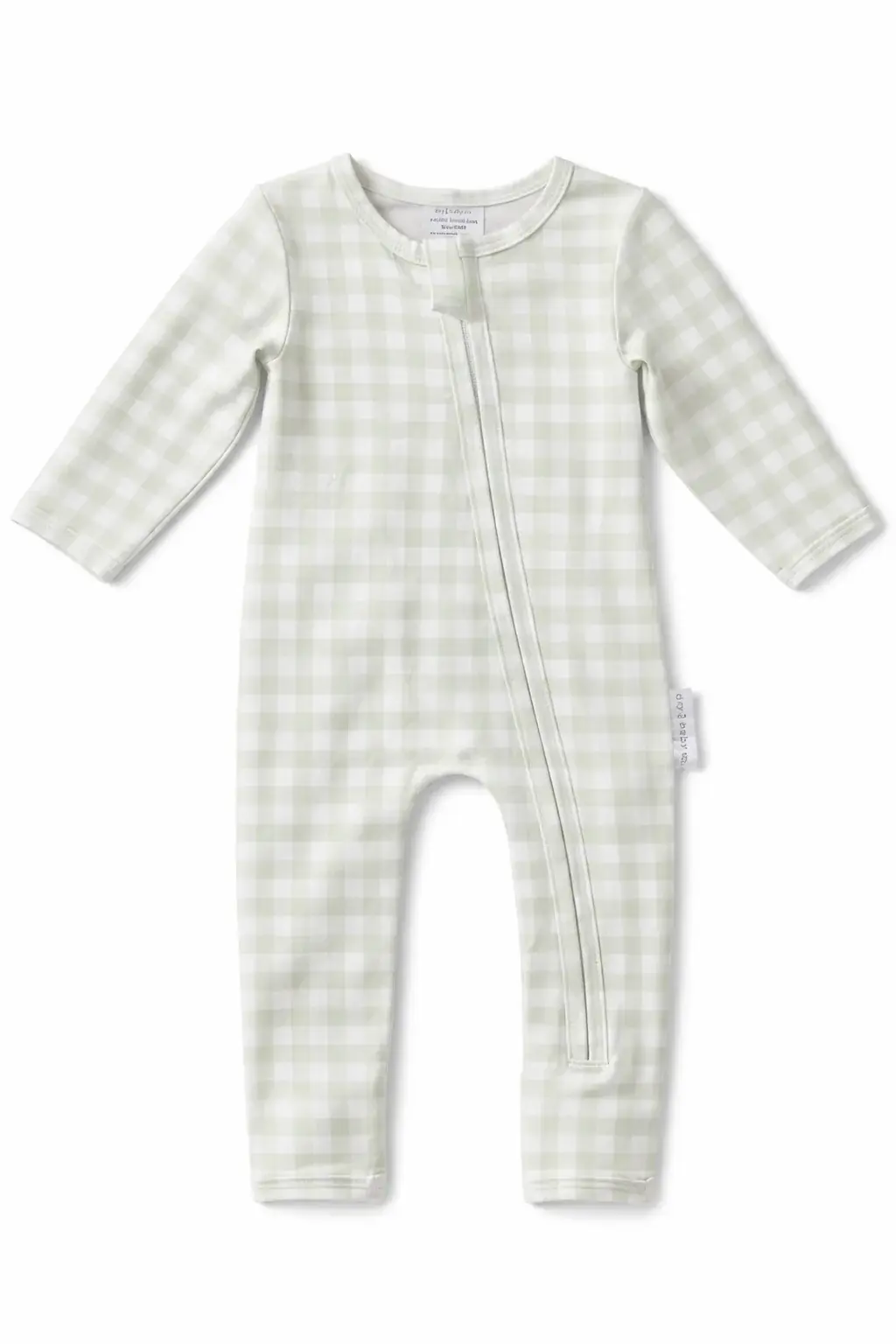 dry baby co. dry baby co. Blowout Buddy Zip Romper - Sage Green Gingham