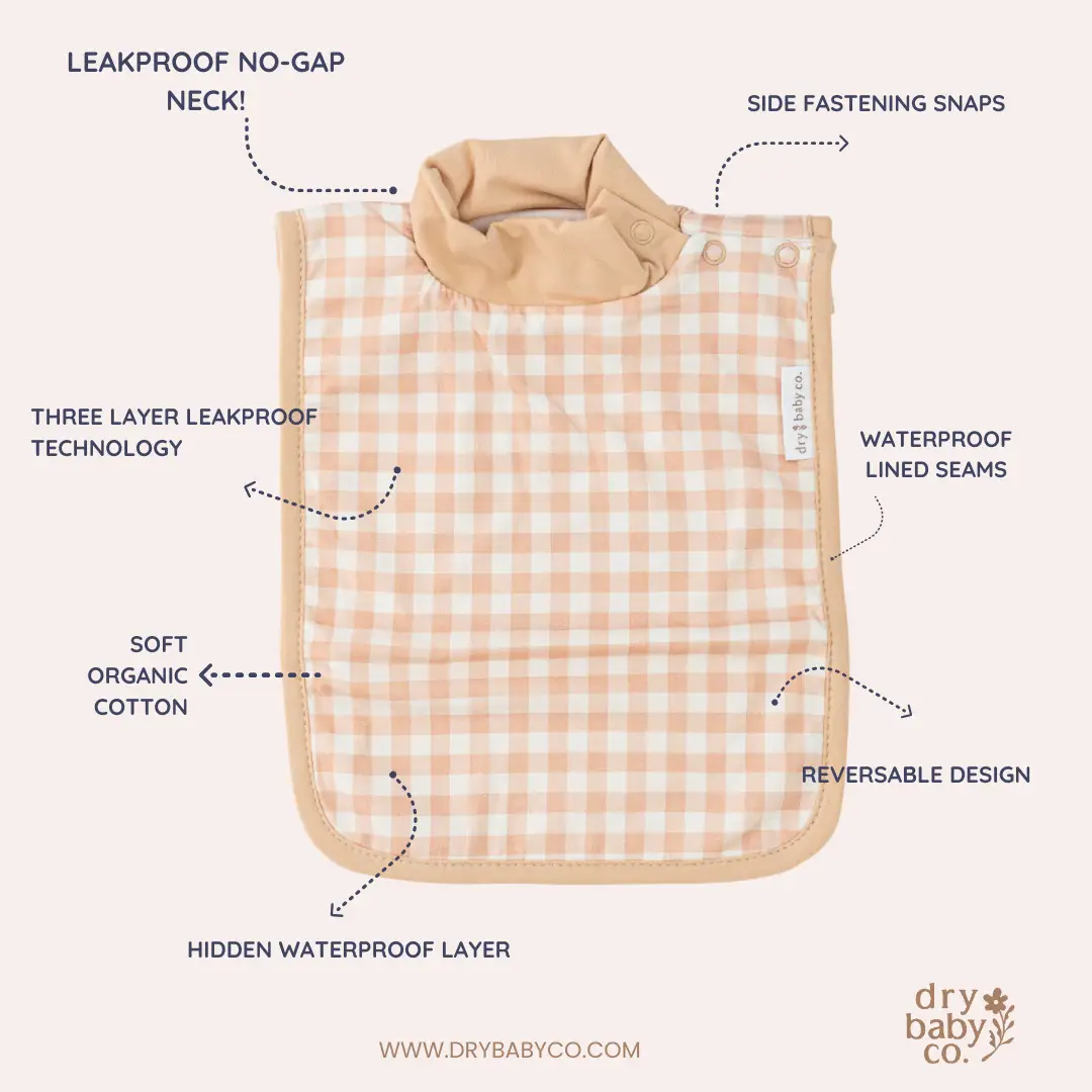 dry baby co. dry baby co. Waterproof Full Coverage Bib - 2 Pack - Pink Cherries