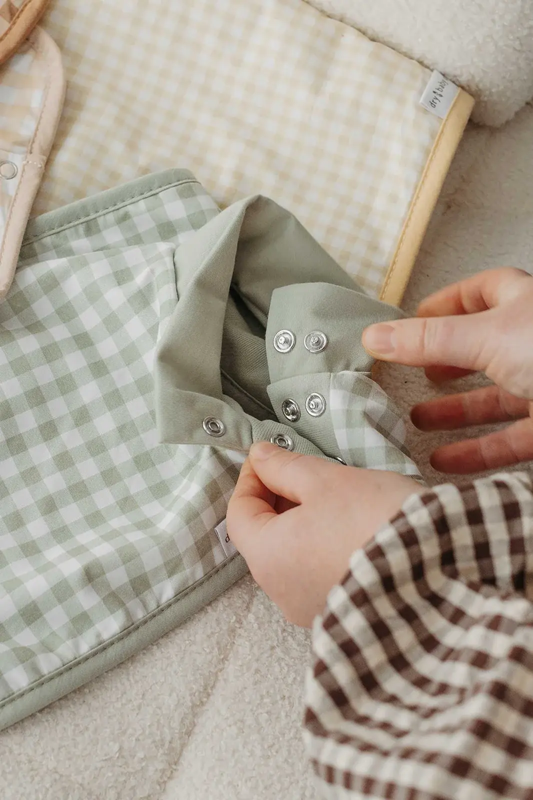 dry baby co. dry baby co. Waterproof Full Coverage Bib - 2 Pack - Sage Gingham