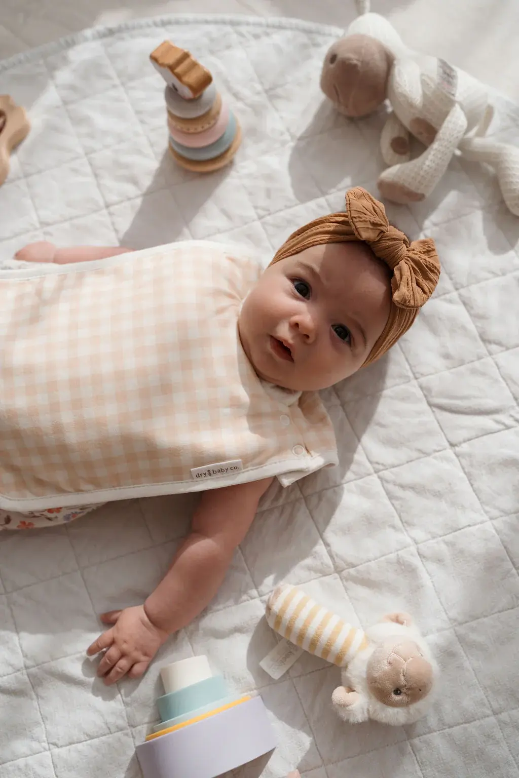 dry baby co. dry baby co. Waterproof Full Coverage Bib - 2 Pack - Blush Gingham