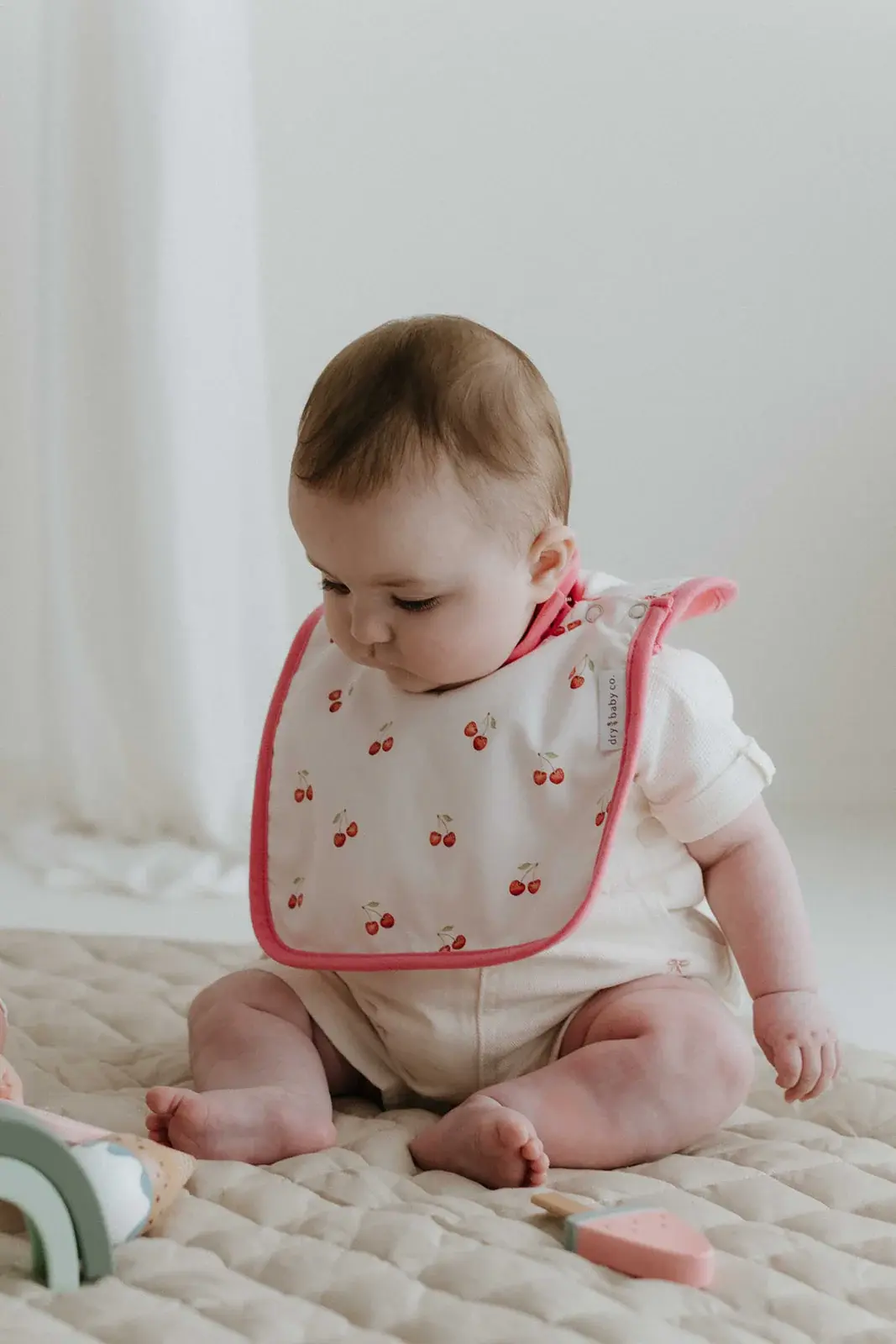 dry baby co. dry baby co. Waterproof Regular Coverage Bib - 2 Pack - Pink Cherries