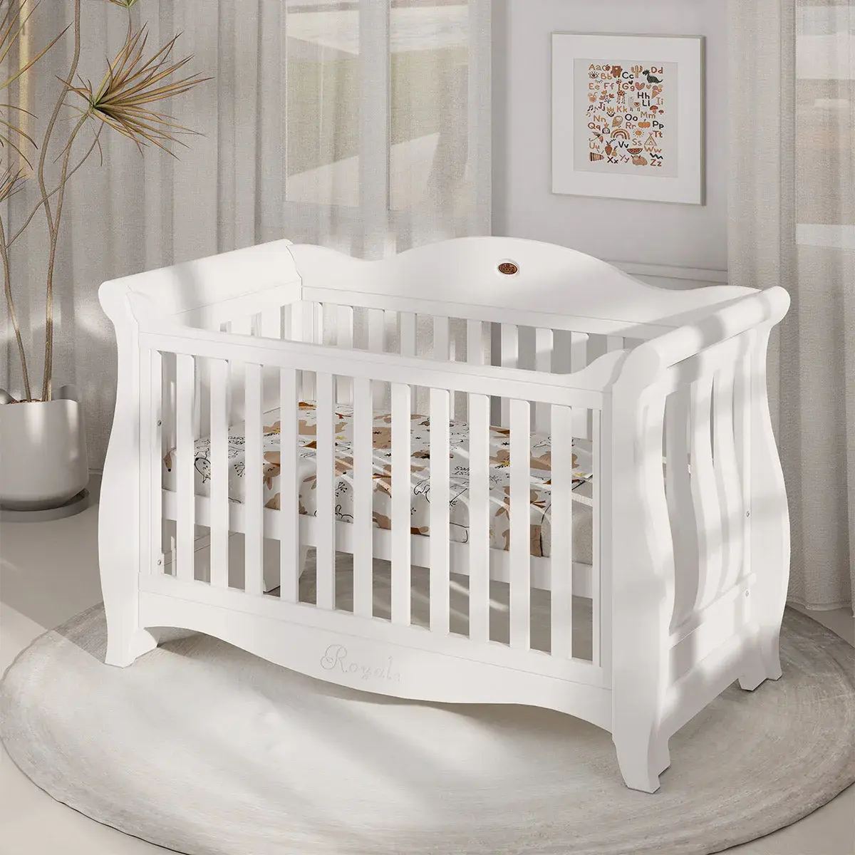 Boori Boori Sleigh Royale cot bed V26 - Barley White