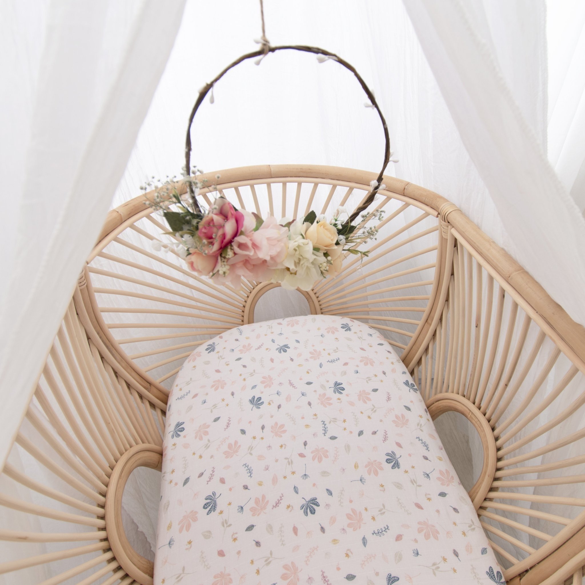 Living Textiles Living Textiles Botanical Organic Muslin 2pk Bassinet Fitted Sheet