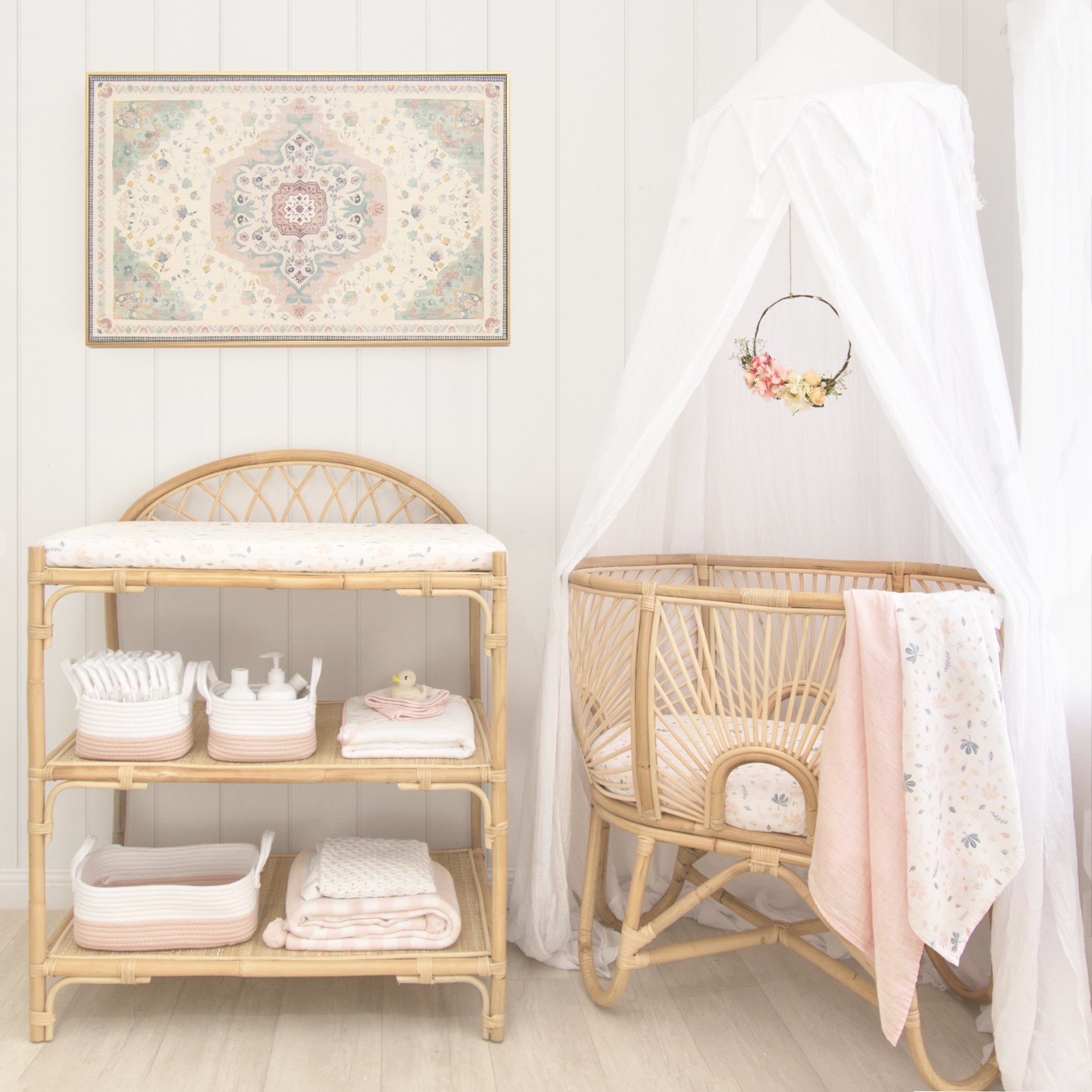 Living Textiles Living Textiles Botanical Organic Muslin 2pk Bassinet Fitted Sheet