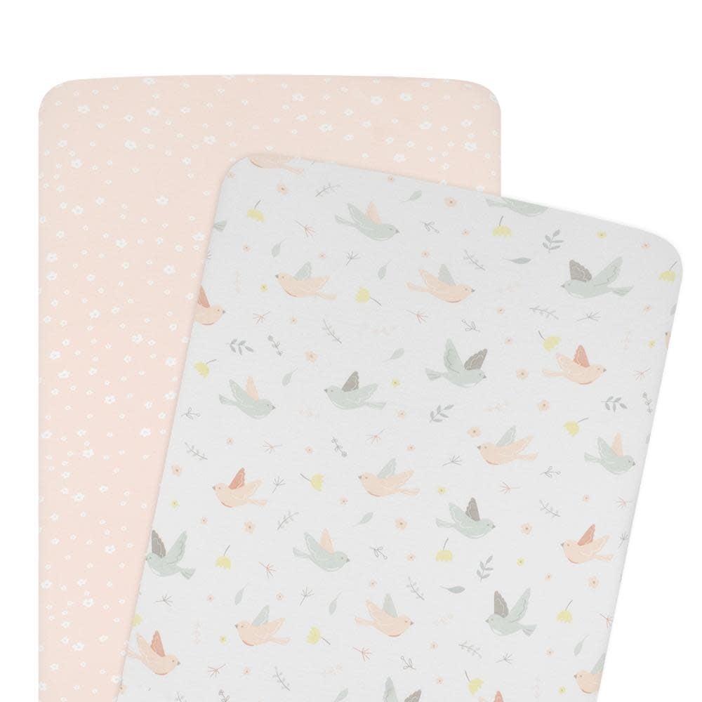 Living Textiles Living Textiles 2-pack Jersey Bassinet Fitted Sheet (40 x 80 x 12cm) - Ava/Blush Floral