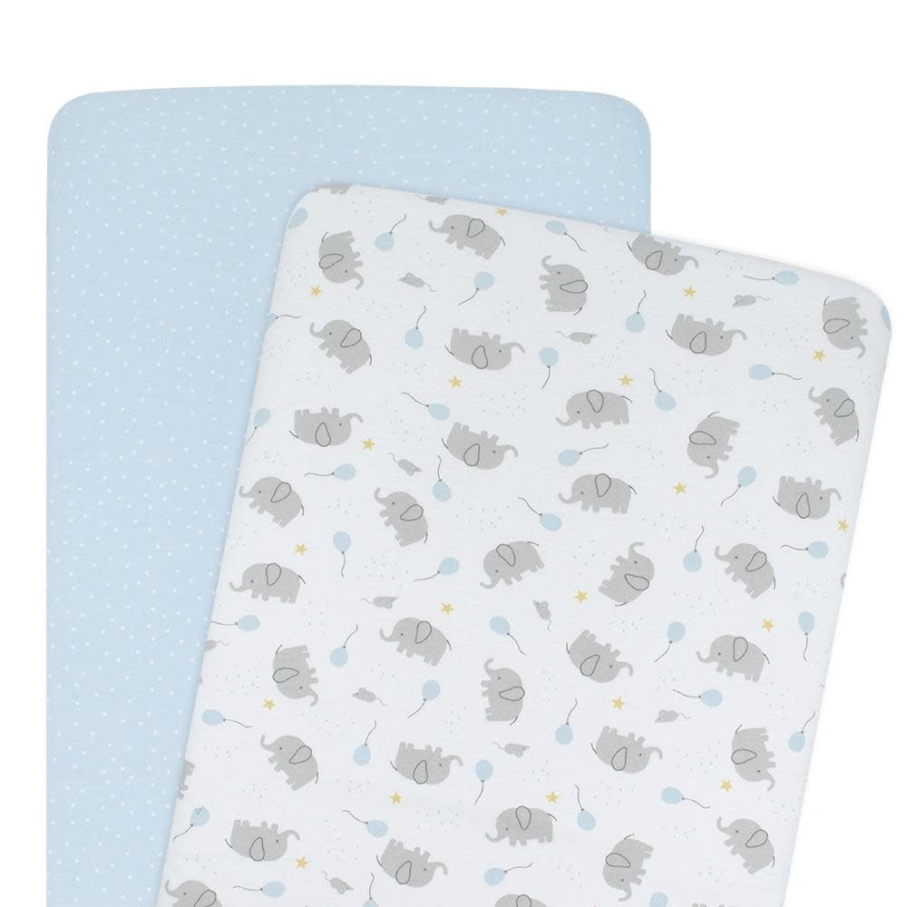 Living Textiles Living Textiles 2-pack Jersey Bassinet Fitted Sheet (40 x 80 x 12cm) - Mason/Confetti
