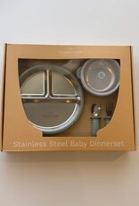 Meadow Lane Collective Stainless Steel + Suction Dinnerset - Pink