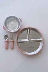 Meadow Lane Collective Stainless Steel + Suction Dinnerset - Pink