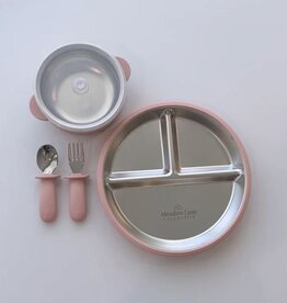Meadow Lane Collective Stainless Steel + Suction Dinnerset - Pink